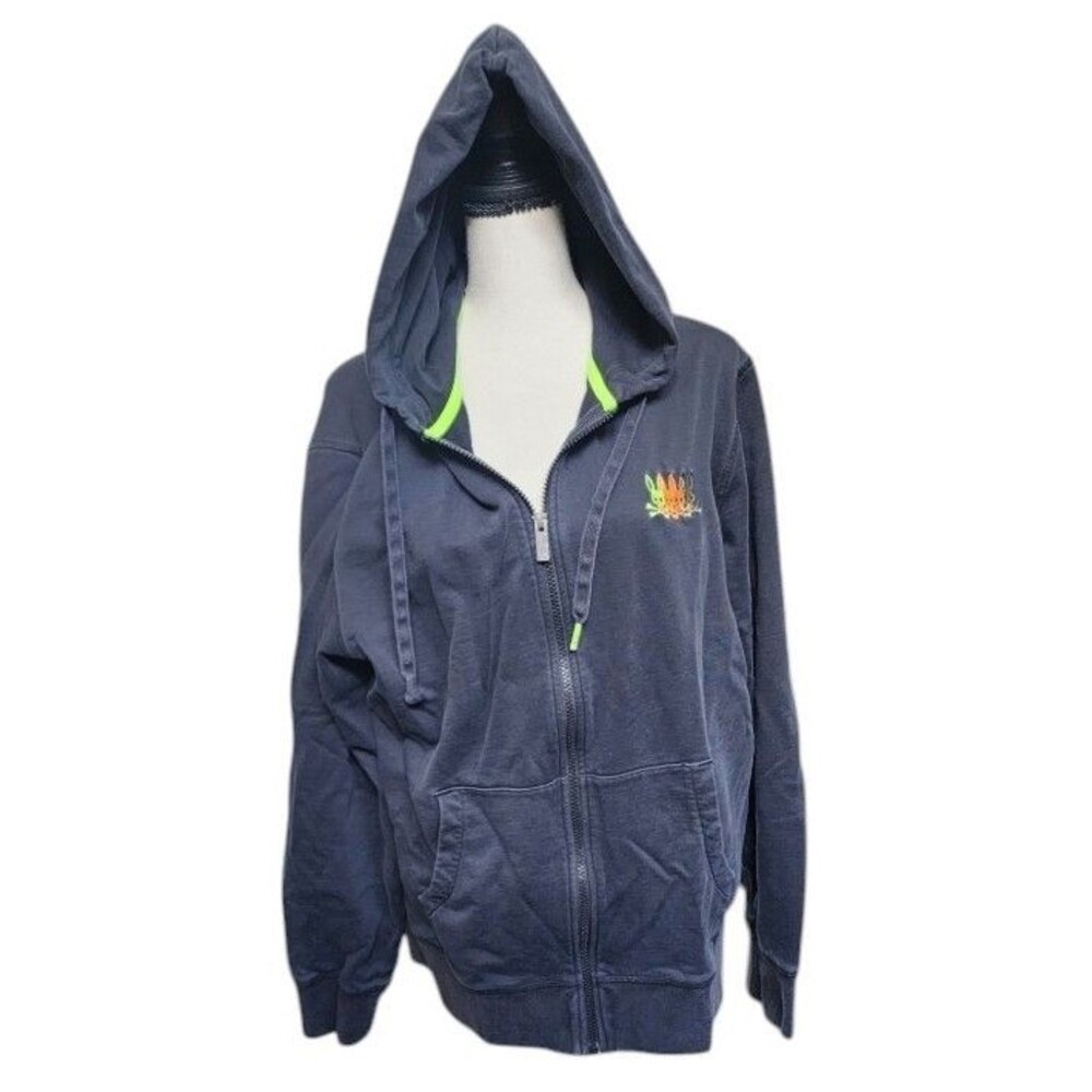 Psycho Bunny Cortlandt Full-Zip Hoodie Black Embroidered Size Large Unisex